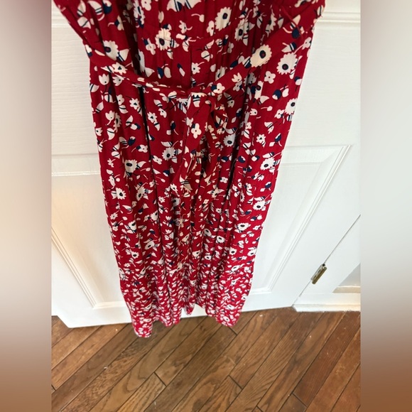 Talbots Floral Crepe Tiered Maxi Dress | Size 12 | Red, Navy & White - Picture 6 of 9